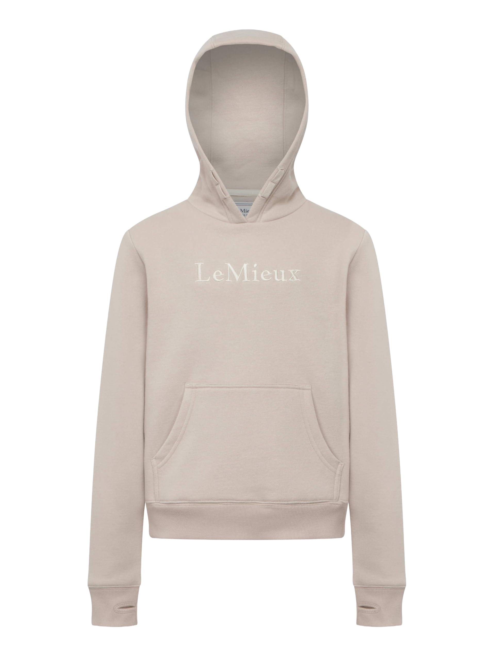 LeMieux Young Rider Classique Childrens Hoodie - Kangaroo Pocket - Thumb Holes - Stone - 13-14 Years