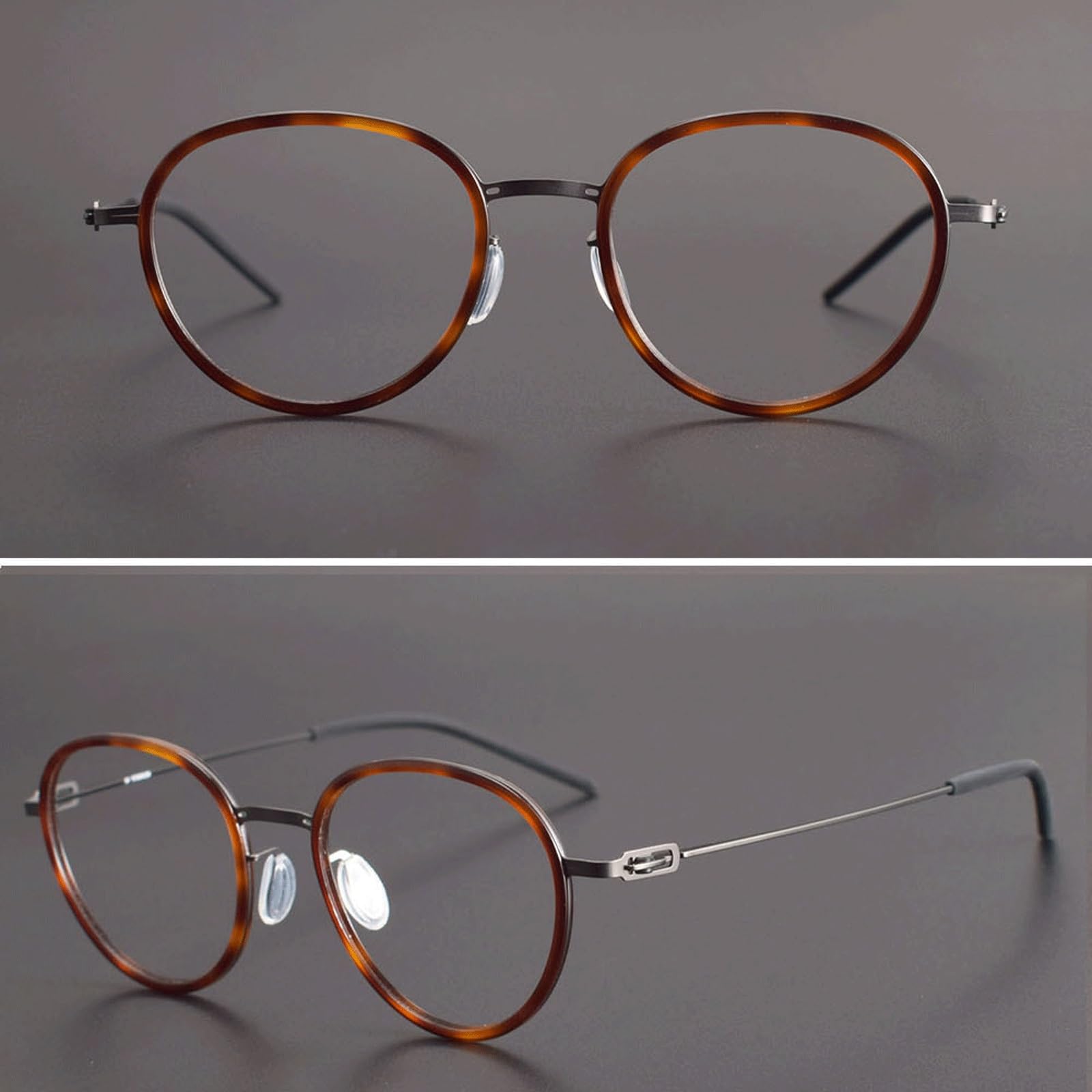 Vielseitige Brillengestelle, schraubenlose Brillen for den Computer, Acetat-Brillen ohne Sehstärke, Unisex, einfaches reines Titan(Grey)