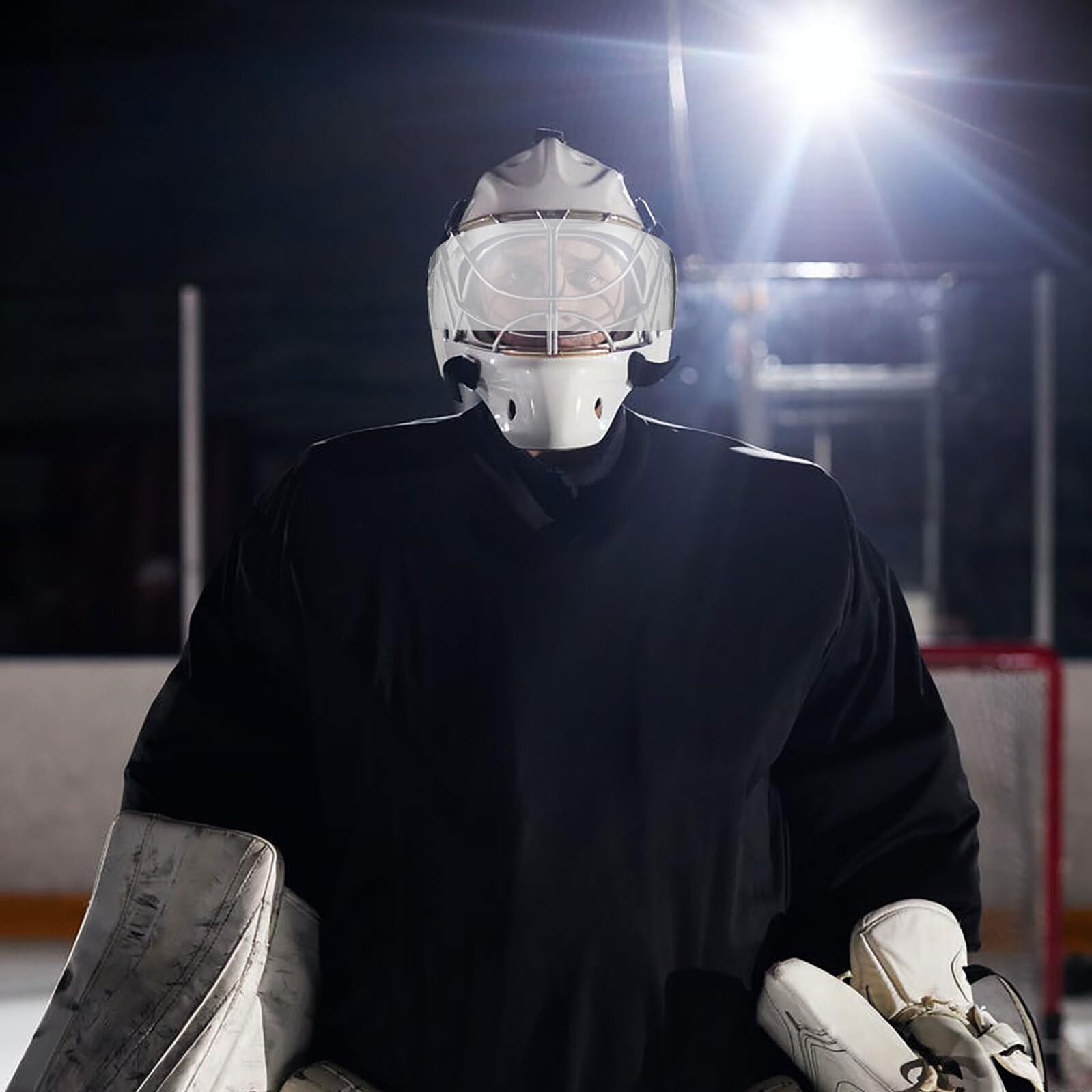 BESTonZON Lunettes De Protection pour Casque De Hockey Visière De Hockey À Coupe Droite Anti-Buée Écran Anti-Rayures Transparent