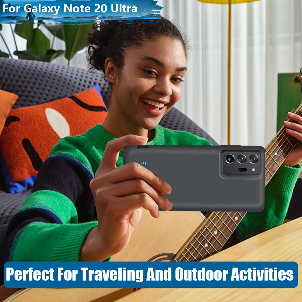 Sitong Battery Case for Samsung Galaxy Note 20 Ultra 5G, 6000mAh Rechargeable Extended Battery Charging Charger Case, Add 100% Extra Juice, Not Compatible with Galaxy S20 Ultra Black