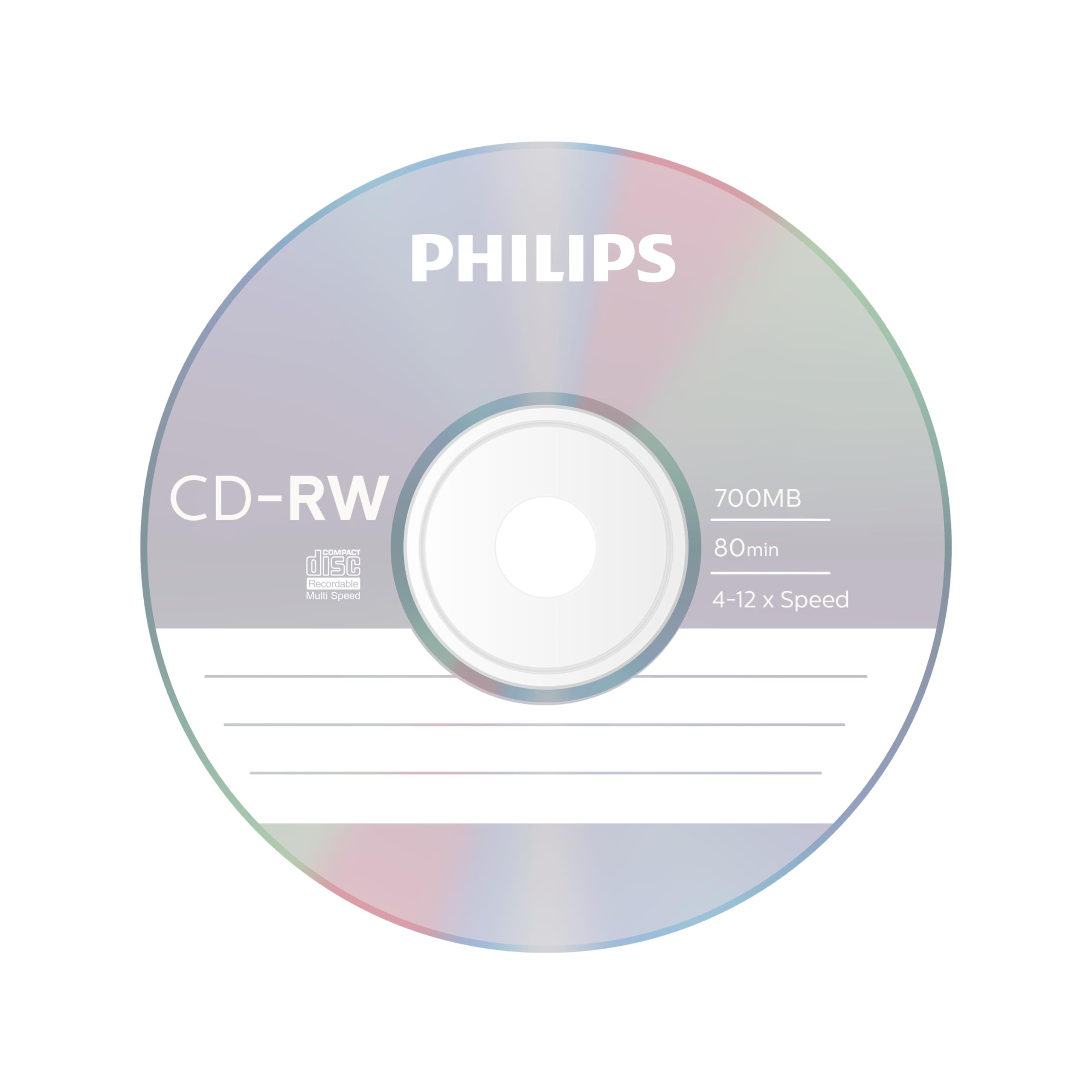 Philips CD-RW 700 MB 80 Min 4-12x Jewel Case 10 pièces réinscriptible