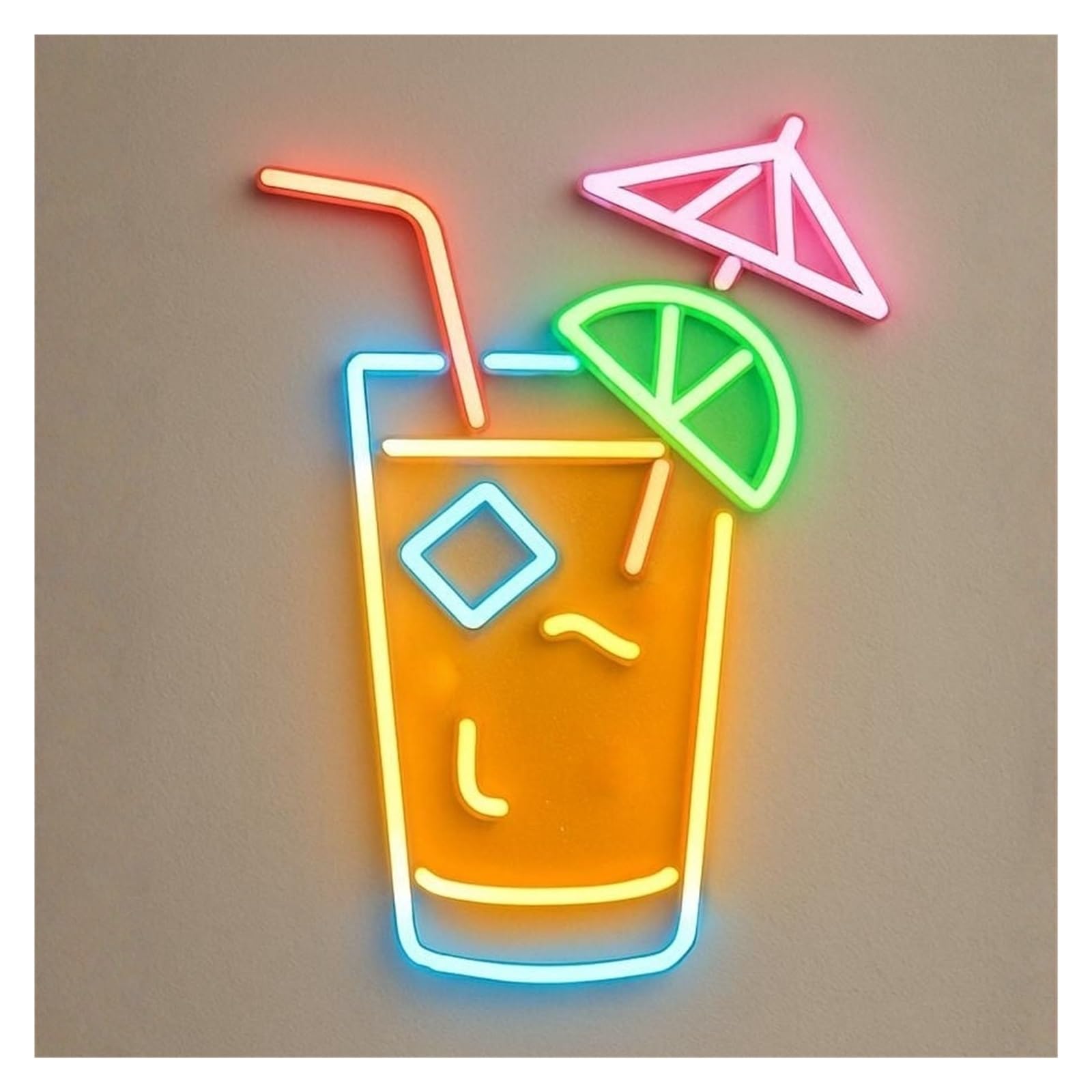 RONGCH Hanging Art Signs Cocktail Neon Sign Drink LED Light for Cocktails Nightclub Bar Bartender Birthday Party Wall Decor Dimmable Illuminated Lamp 48cm(Style B)