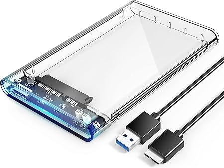 Tobo 2.5'' External Hard Drive Enclosure USB 3.0 to SATA III Tool-Free Clear Hard Disk Case for 2.5 inch 7mm 9.5mm SATA HDD SSD Max 6TB Support TD-400HS