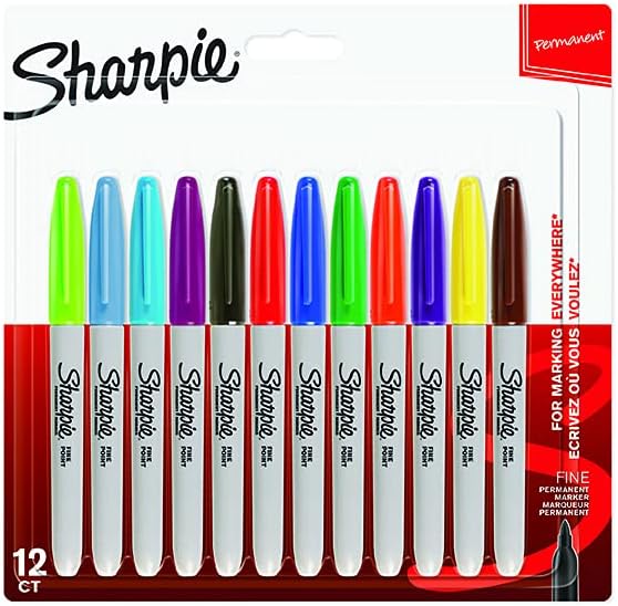 Fine Tip Permanent Marker - Assorted Colours (Pack of 12)