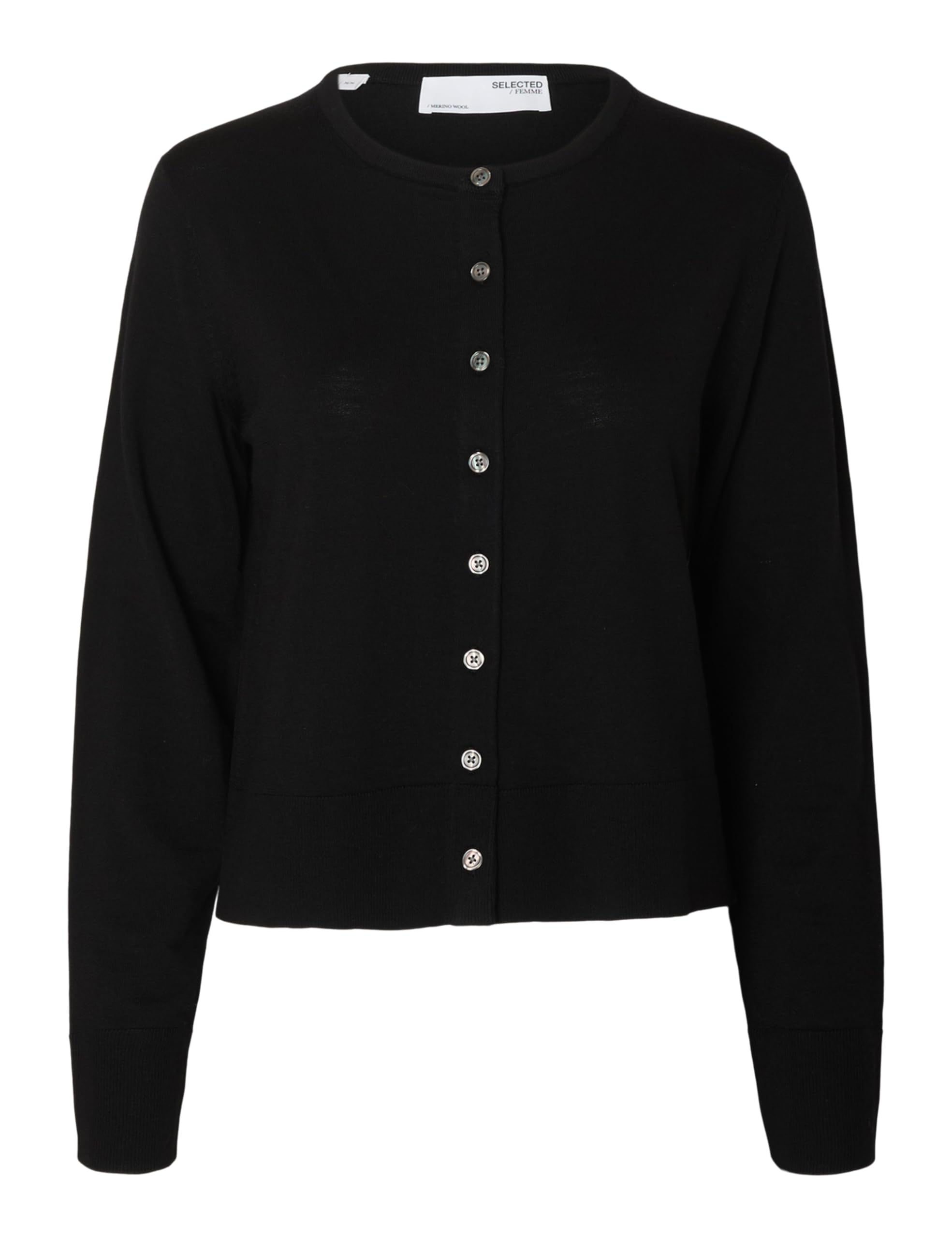 SELECTED FEMME Slfthea Ls Knit Merino Cardigan Noos, Black, XS