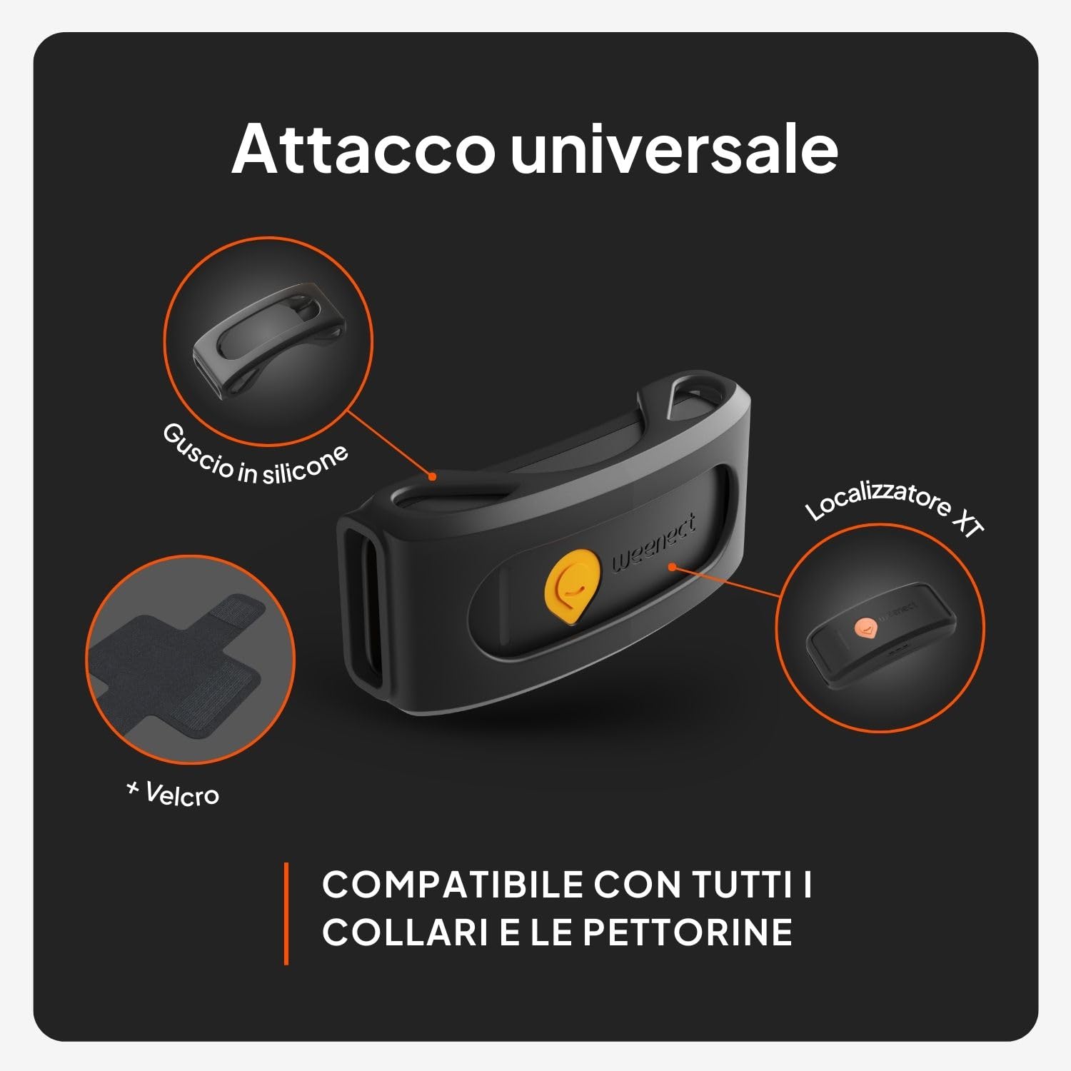 Weenect Cane XT - Localizzatore GPS per Cani Senza Collare | Impermeabile | Antenna XL | Portata Illimitata | Garanzia a Vita | Abbonamento Necessario