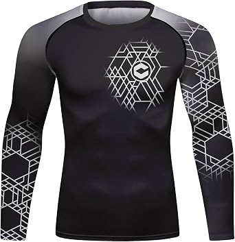 Red Plume Mens Compression Long Sleeve Slim Fit Athletic Shirt Sports Workouts Running Tee Performance T-Shirt Cool Dry Top