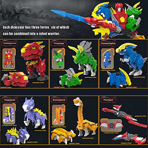 Wenbeier Robot Dinosaur Toys 6-In-1 Combined Large Robot Toys Take Apart Toys Including 6 Dinosaur Action Figures -Triceratops Deformation Toys For Kids 6-12（10“） #TOP2