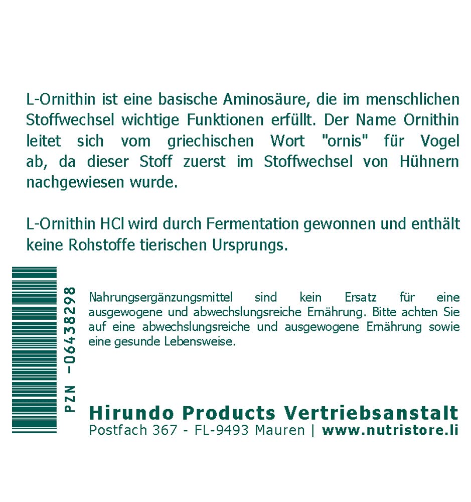 L-Ornithin HCl Pulver 250 g vegan