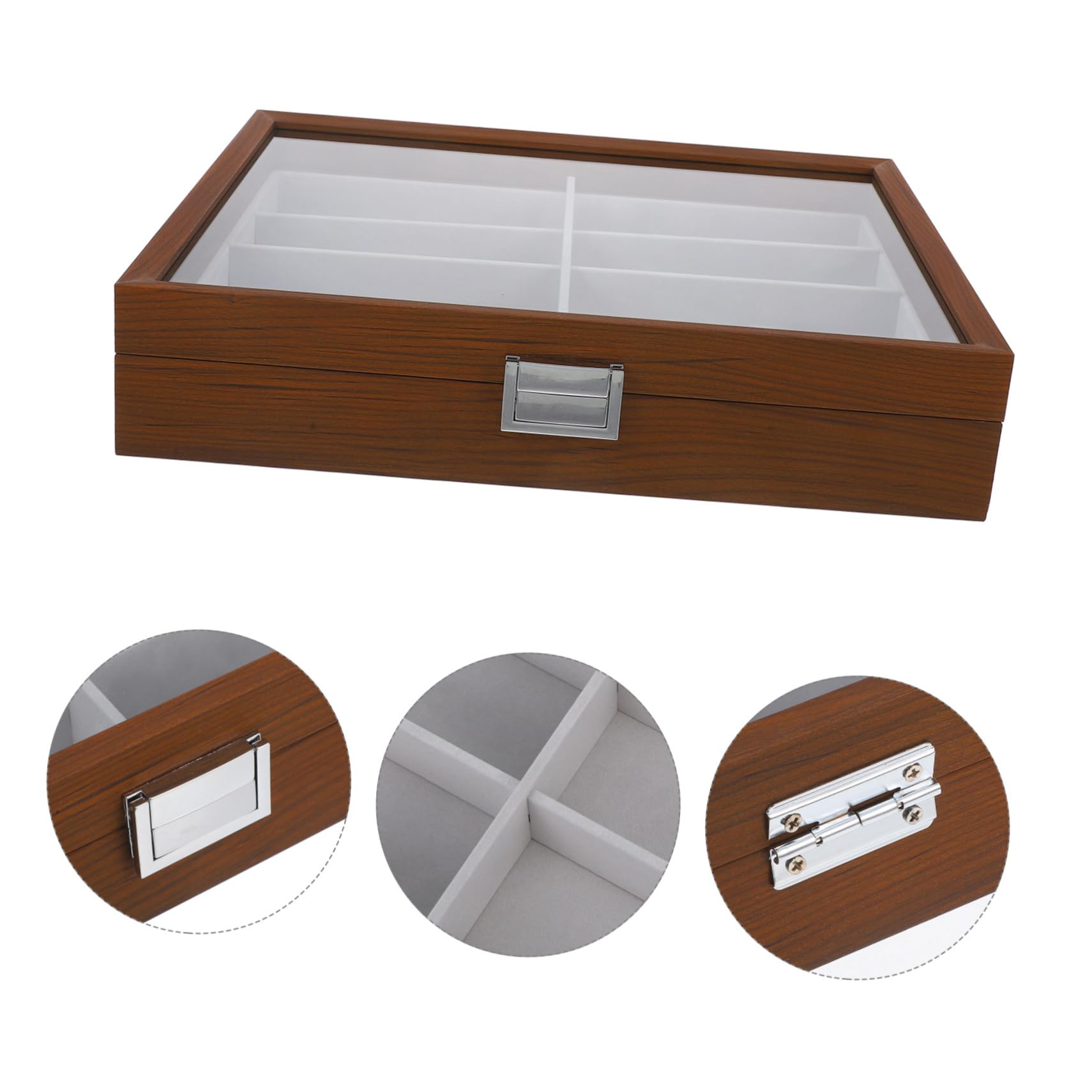 SOLUSTRE Organizer Stilvolle Sonnenbrillen Aufbewahrung Sonnenbrillenbox mit 8 Fächern Holz Tragbares Brillen Display mit Displayfunktion für Sommerfest und Reise