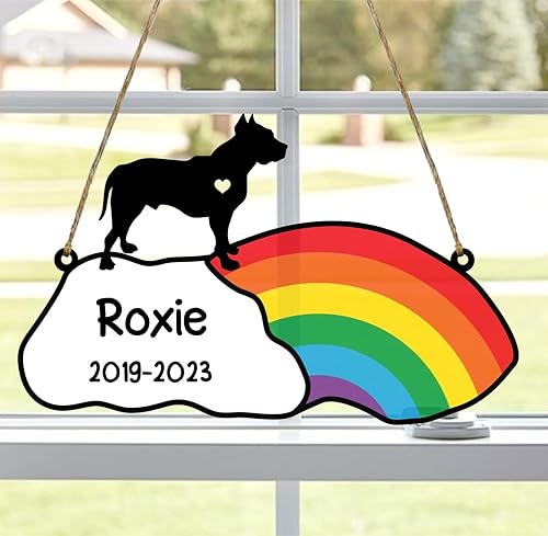 LOVELYPOD Rainbow Bridge - Regalos conmemorativos para mascotas, regalos conmemorativos para perros Pit Bull por pérdida de Pit Bull, regalo de