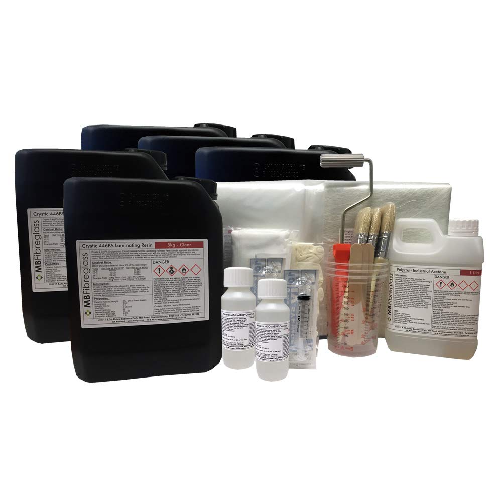 Polycraft ( Mb Fibreglass ) White Polycraft 25Kg Fibreglass Repair Kit. Resin, Mat & Tools (White)