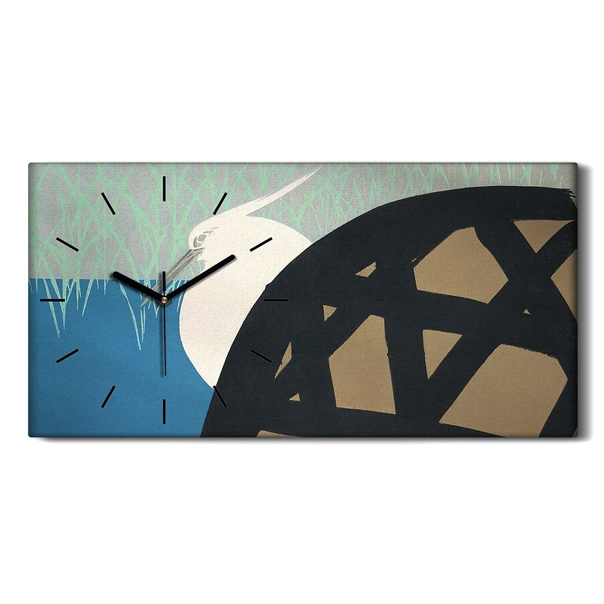 Horloge sur toile salon et chambre 60x30cm décoration murale moderne oiseau