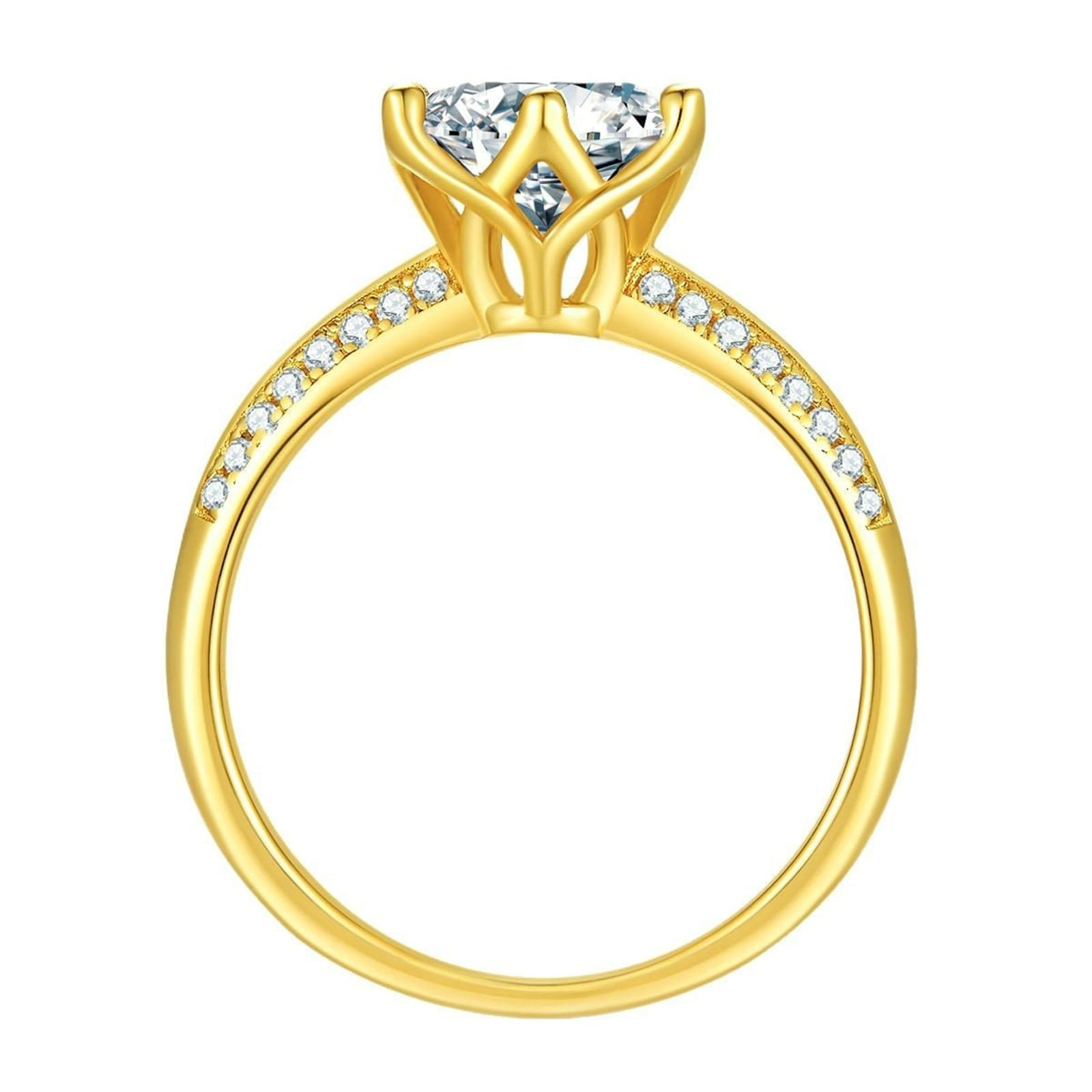 Moissanite Anillos para mujer de oro auténtico solitario, anillos de compromiso, anillos de boda con 1 ct Moissanite Bandring Oro Anillo de aniversario para mujeres