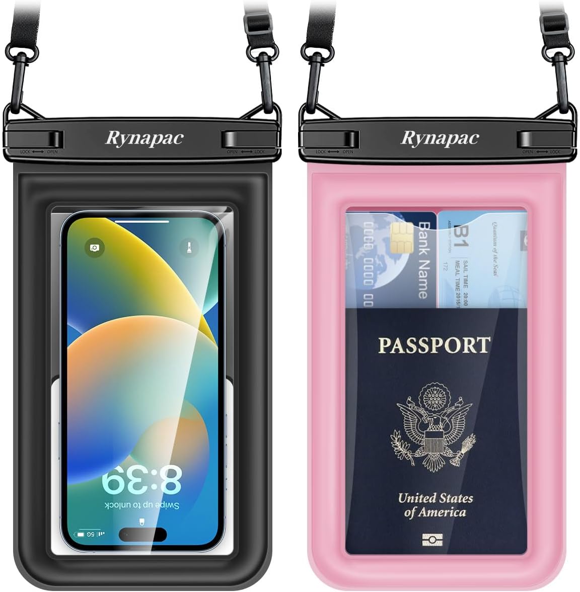 [Up to 8.5″] Floating Waterproof Phone Pouch, 2Pack Waterproof Phone Case with Lanyard for iPhone 16 15 14 Pro Max, Galaxy S24+ S23 S22, IPX8 Cellphone Dry Bag, Beach Essentials Travel Must Haves