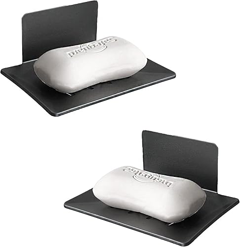 Miniatura 11 de Paquete de 2 soportes de jabón para pared de ducha, jabonera autoadhesiva de 5 ranuras para ducha, soporte de jabón de ducha montado en la pared,