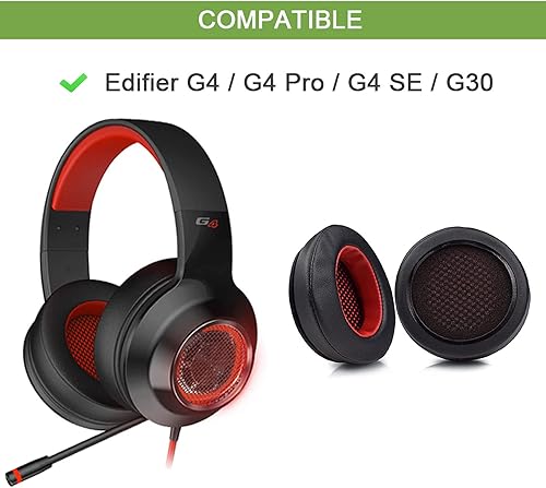 Miniatura 7 de Almohadillas de repuesto G4 para auriculares de piel de proteína, piezas de reparación compatibles con auriculares Edifier G4 Pro  G4 SE  G30 (negro