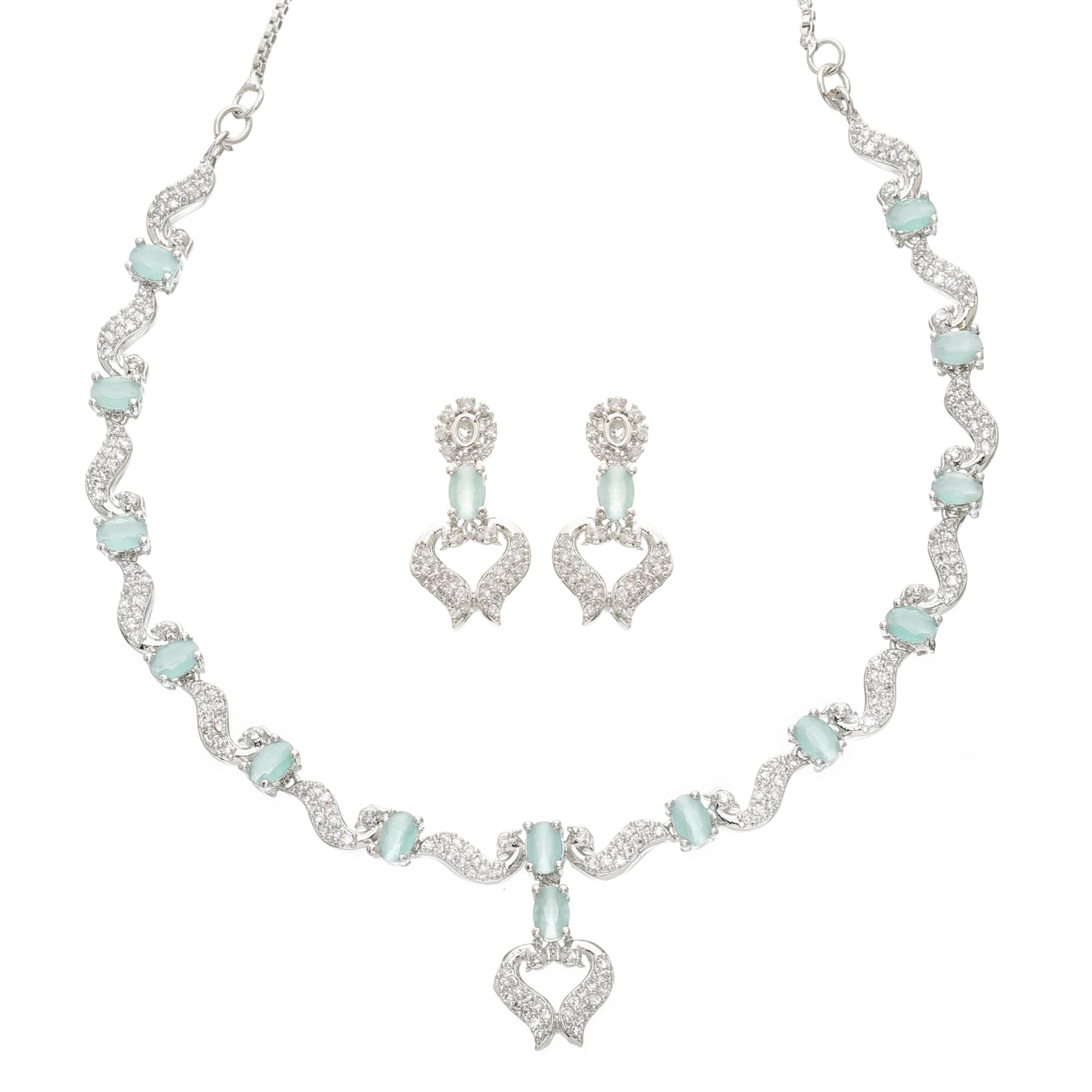 See full amazon price history chart for ZENEME Rhodium-Plated American Diamond Studded Heart Shaped Necklace With Earrings Jewellery Set For Girls and Women (Sea Green) ZENEME Rhodium-Plated American Diamond Studded Heart Shaped Necklace With Earrings Jewellery Set For Girls and Women (Sea Green) (B0CGR4R43Z) Amazon Price History, Amazon Price Tracker