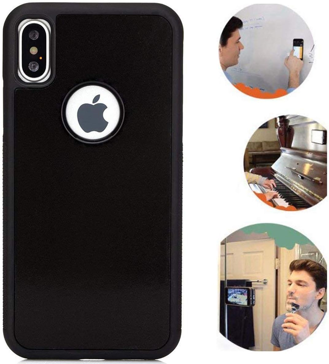 Anti Gravity iPhone Xs Max Case, Magic Nano Suction Sticky Black Anti Gravity case for iPhone Xs Max Selfie Stick on Smooth Surface Durable Protection Shell Back Cover with dust Proof Film