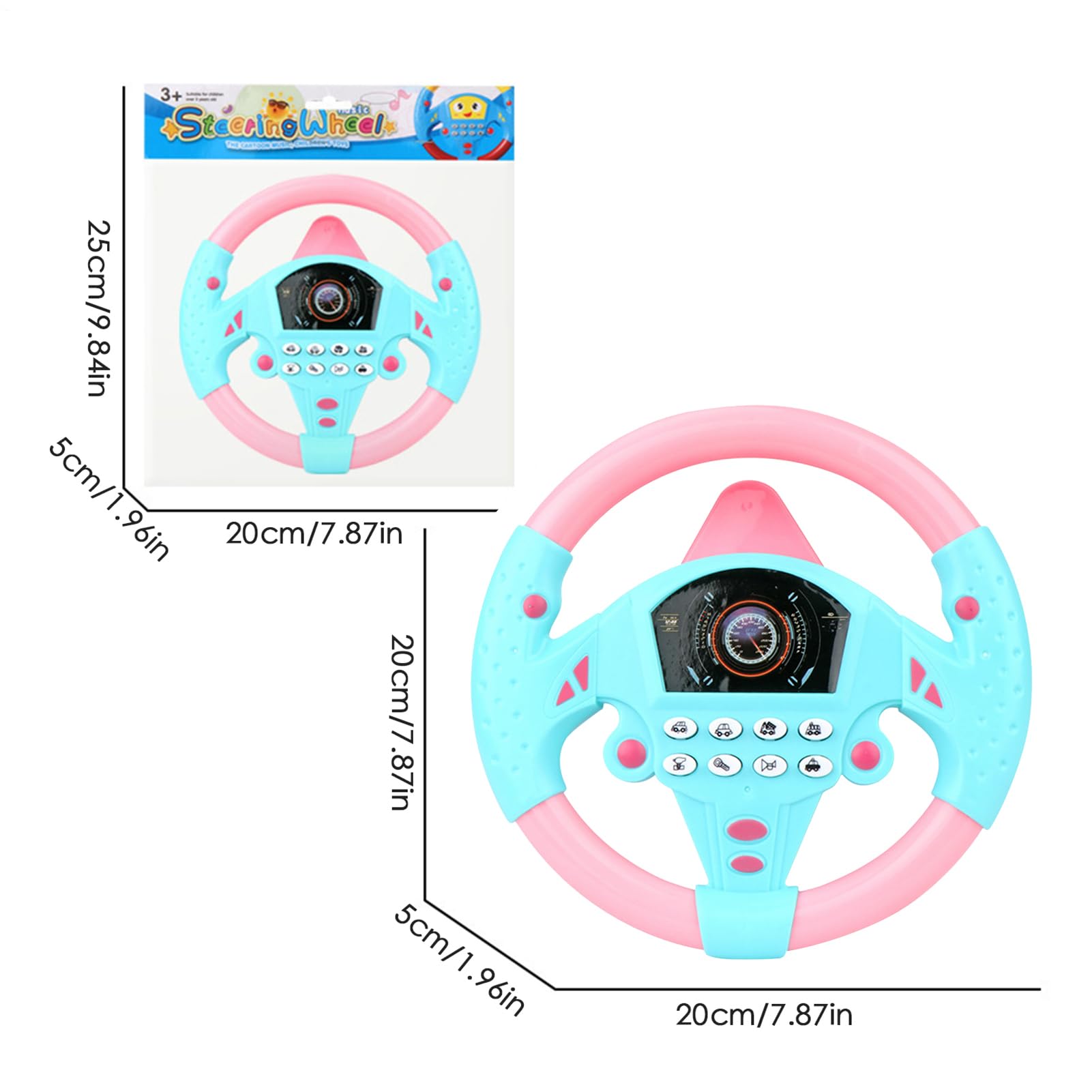 Genérico Kids Steering Wheel, Interactive Driving Toy, Faux Wheel with Suction Cup, Electric Sound Game for Early Education Learning, Car Seat Playset, Simulated Driving Experience for Preschoolers