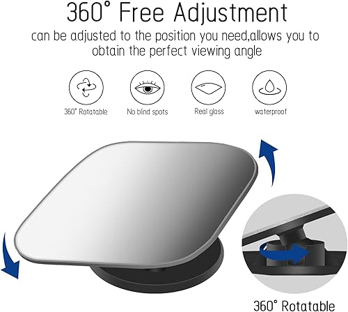 Vista 24 de 2 espejos de punto ciego, espejo retrovisor lateral convexo de vidrio HD de 360° con carcasa ABS para automóviles, SUV y camiones plateado