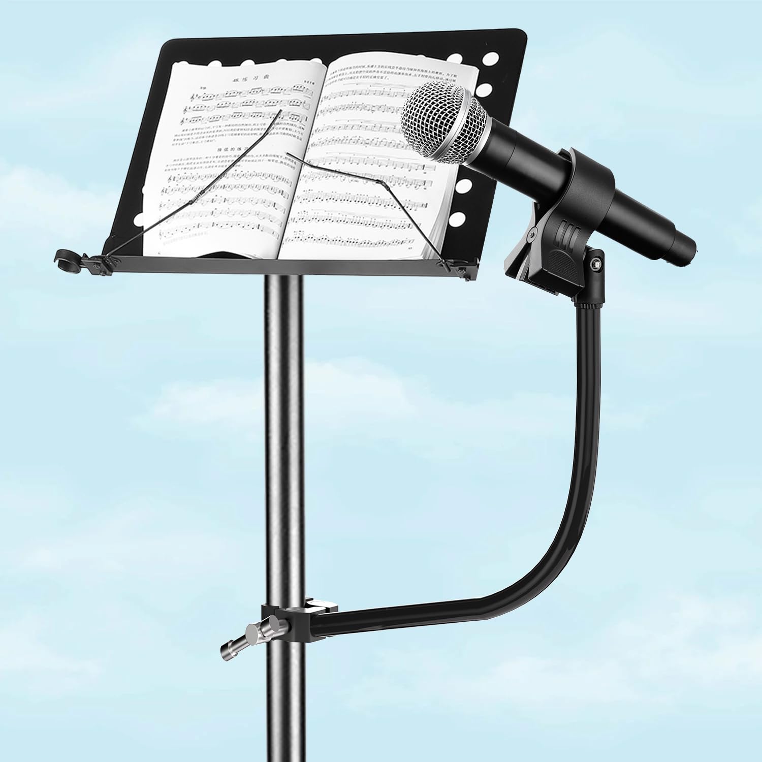 Mippko Soporte de micrófono de cuello de cisne, brazo ajustable flexible de 19.7 pulgadas, clip de micrófono de 3/8 a 16 a 5/8 pulgadas-27, compatible con Shure/Fifine / AT2020 / Pyle/Blue