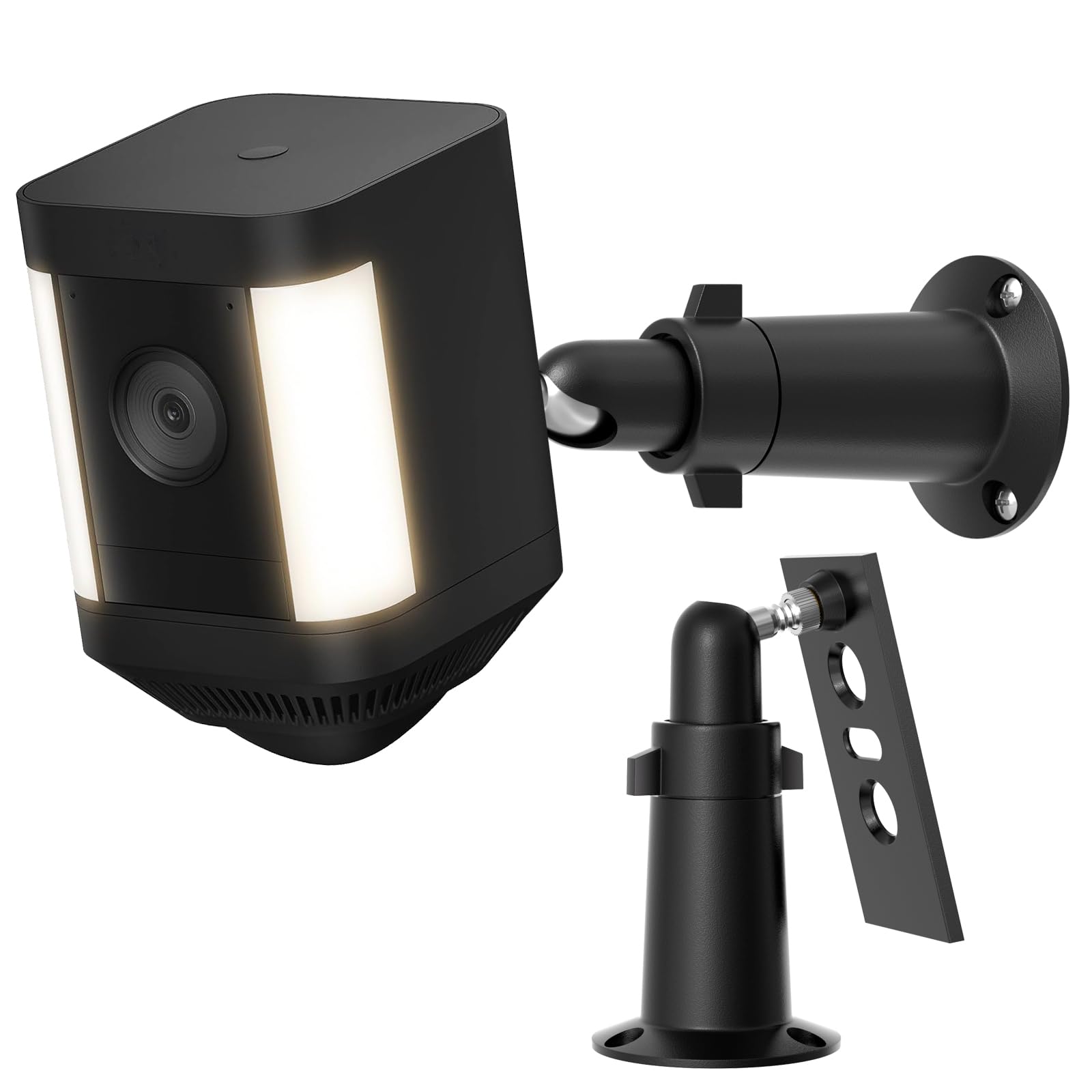 Adjustable Wall Mount Compatible with Ring Spotlight Cam Plus/Pro (Battery) and Ring Outdoor Cam Plus (Battery), Sturdy Metal Camera Mount for Secure and Flexible Installation, Black