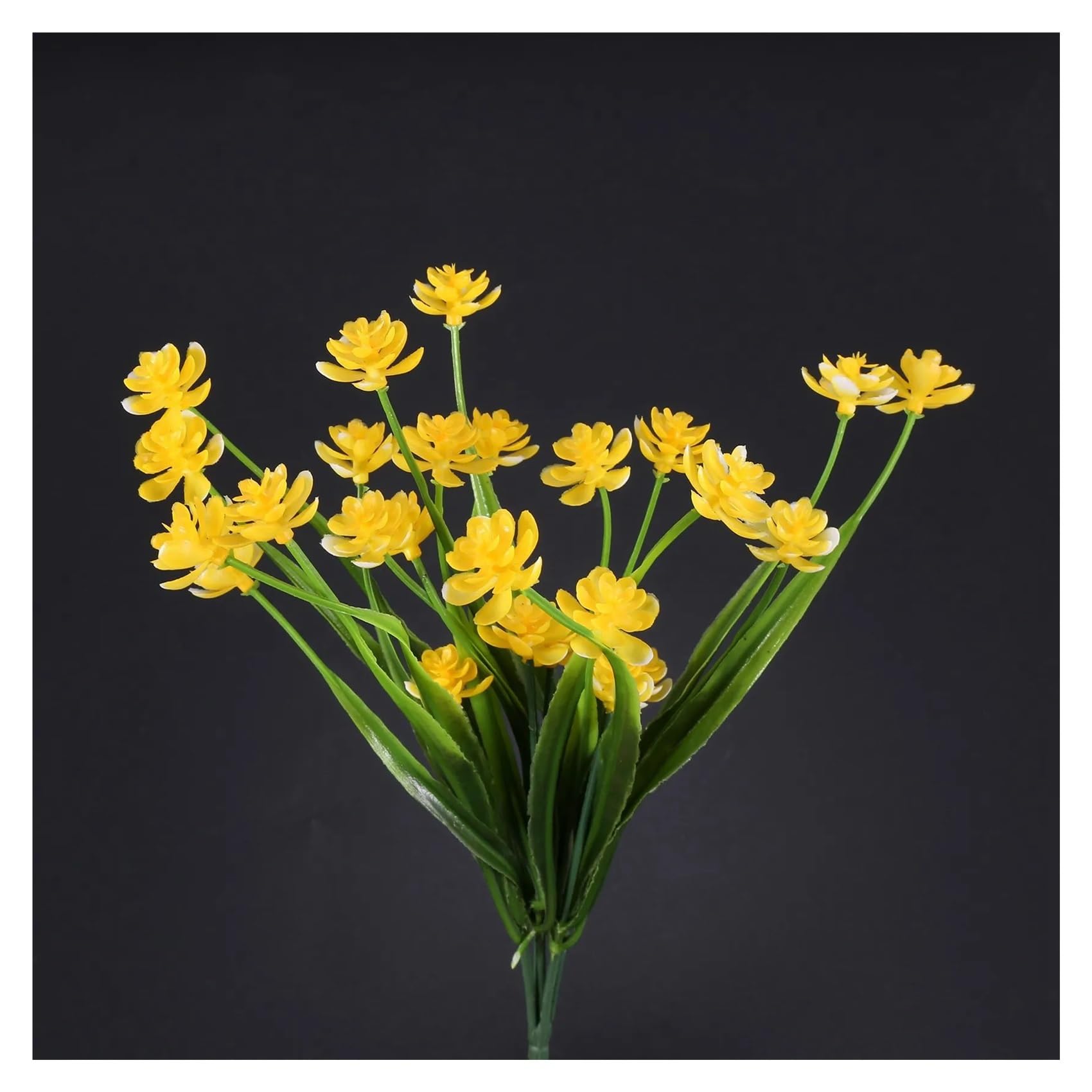 Dcrxz Artificial Flowers 10Pcs Artificial Flowers Outdoor Uv Resistant Plants, 10 Branches Faux Plastic Greenery Shrubs Plants Planter Yellow