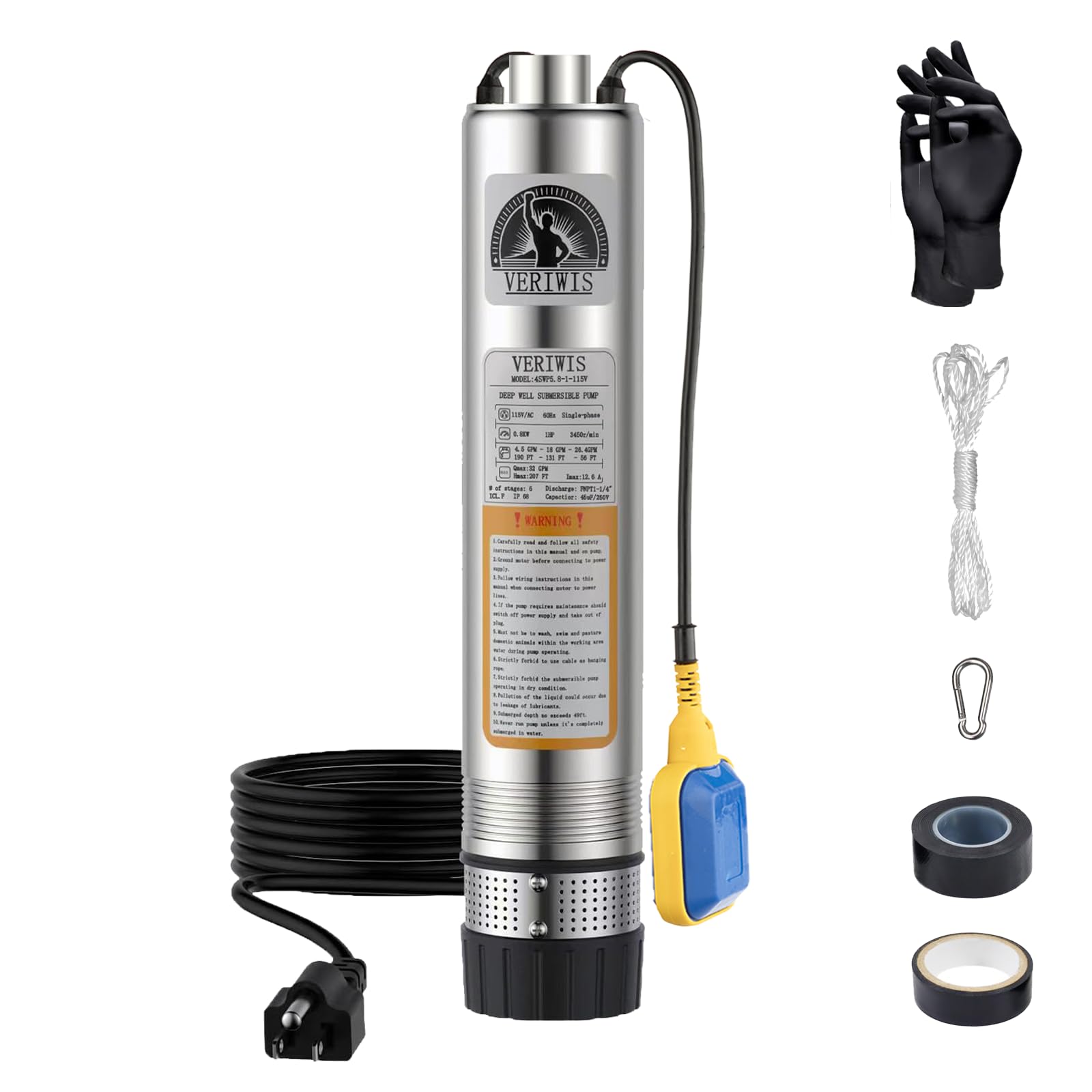VERIWIS 3/4HP submersible pump with float switch