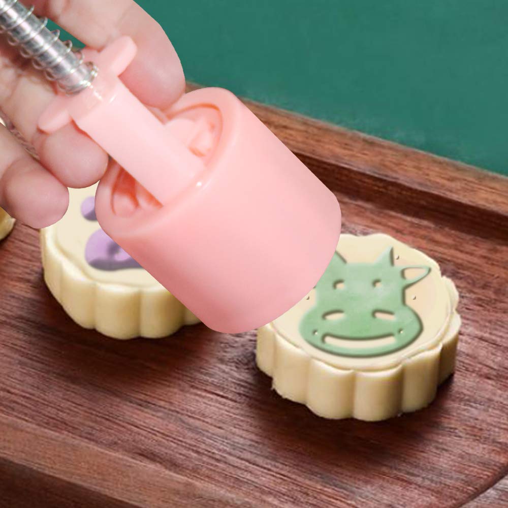 Lot De 2 Moules à Gâteau De Lune Avec 12 Tampons à Biscuits, Lune Gâteau Moule Outils De Décoration Ronds Et Carrés Motifs Fleurs, Pour Pâtisserie, Biscuits, Fondants