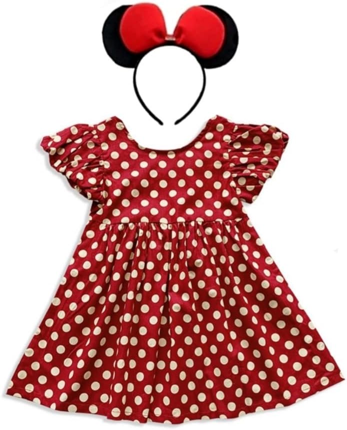 Amazon Co Jp ディズニー ミニー コスチューム 春夏ワンピース 子供 コスプレ なりきり キッズ 仮装 ハロウィン クリスマス ドット柄 可愛い スカート ワンピース ドレス テーマパーク 衣装 90 100 110 1 130 ファッション