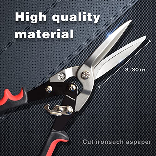 Image of TOOLEAGUE 12 inch Aviation Tin Snips with Forged Blade, Heavy Duty Long Straight Cutters Shears for Cutting Sheet Metal, Aluminum & DIY Projects.