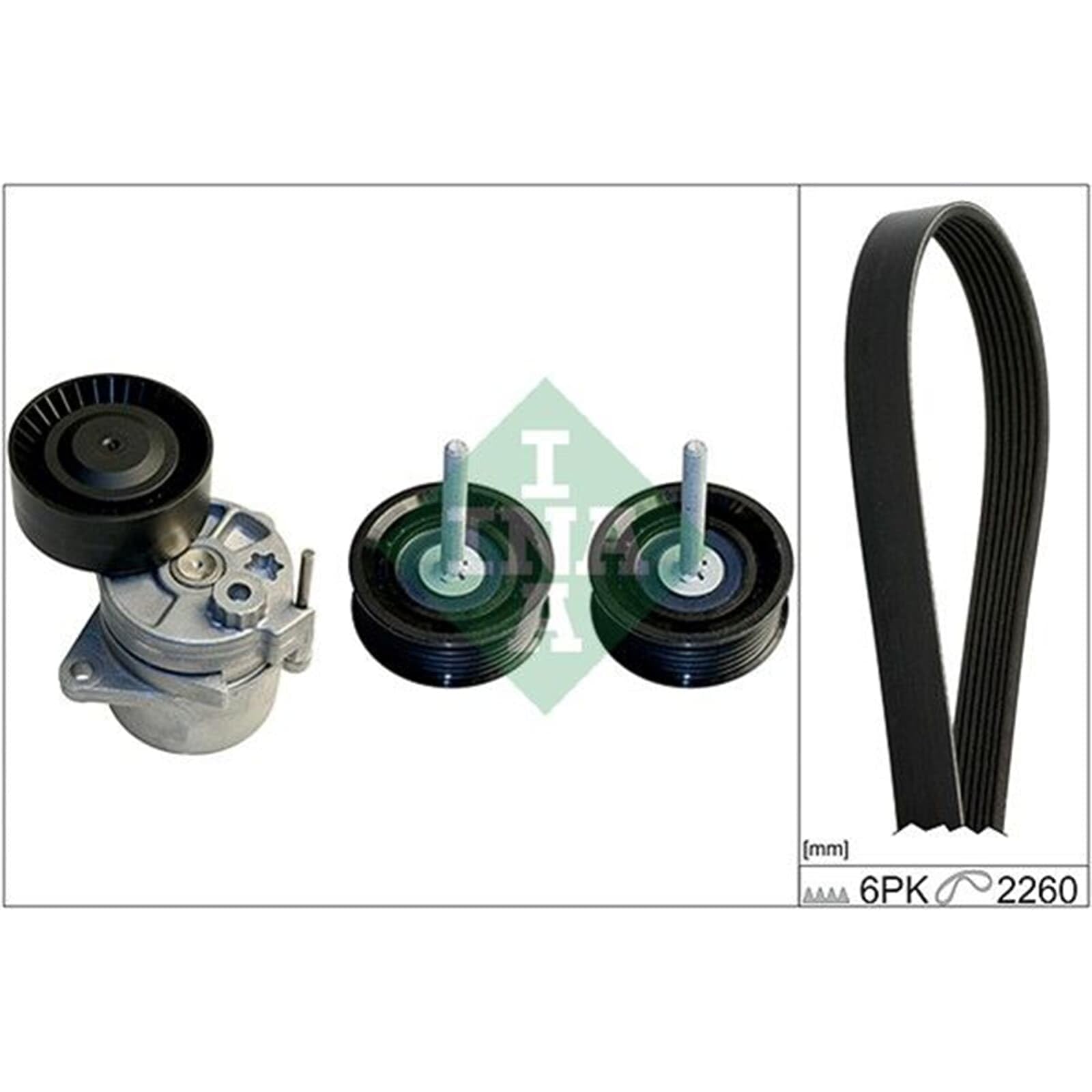 INA Juego de correas trapeciales poli V 529 0115 10 2260mm Compatible con MERCEDES-BENZ Clase C T-modell S204 Clase C Sedán W204 Clase E Sedán W211 Sprinter 3.5-T Furgoneta W906 Clase E T-modell S211