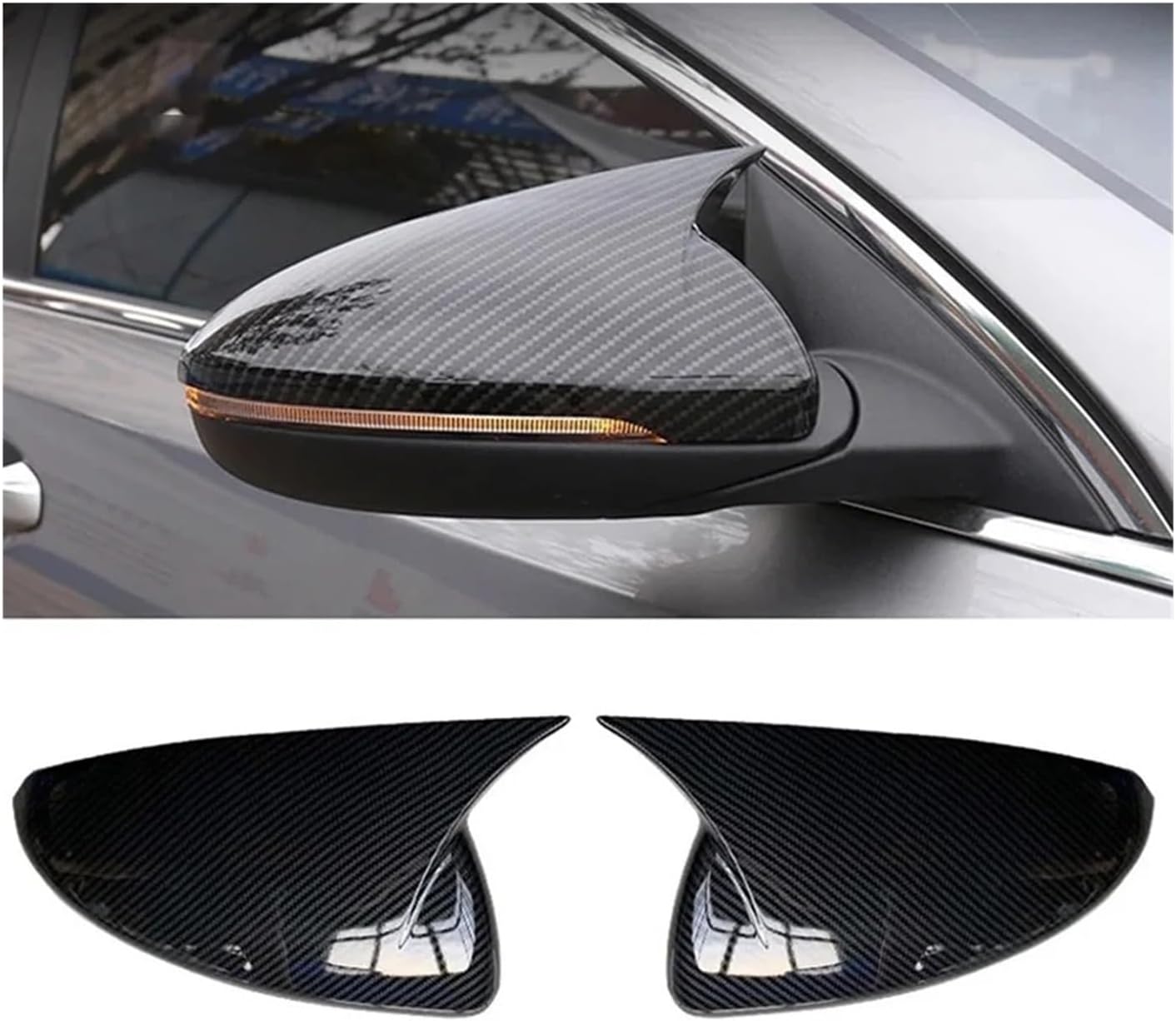 Compatible For KIA K3 Cerato Forte 2013-2018/2019-2022 ABS Auto Car Body Side Door Rearview Mirror Cover Cap Shell Housing Sticker Trim(2019to2022 Black)