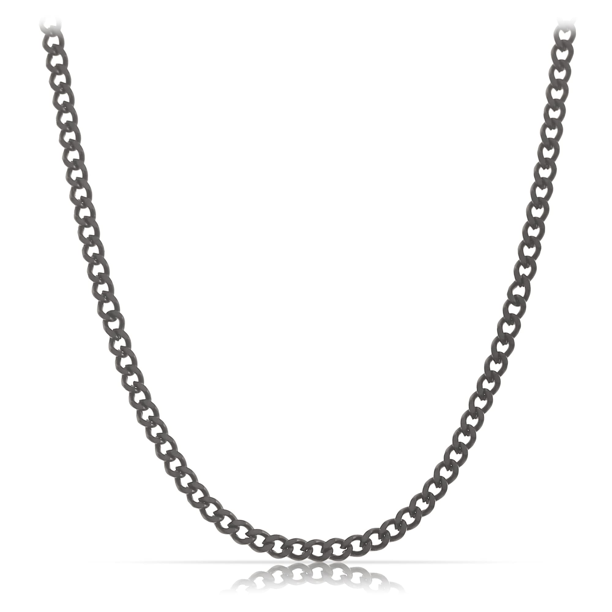 Made by NamiMade by Nami Collar de Acero Inoxidable para Hombres Collar Maciza de 60cm. Cadena Reforzada Hecha a Mano. Regalo para Él. Joyería para Hombres (Negro 2mm)