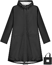 Anyoo Women Waterproof Rain Jacket with Hood Lightweight Long Rain Coat Windproof Trench Coat