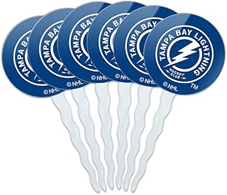 GRAPHICS & MORE NHL Tampa Bay Lightning Logo Cupcake Picks Toppers Decoration Set of 6