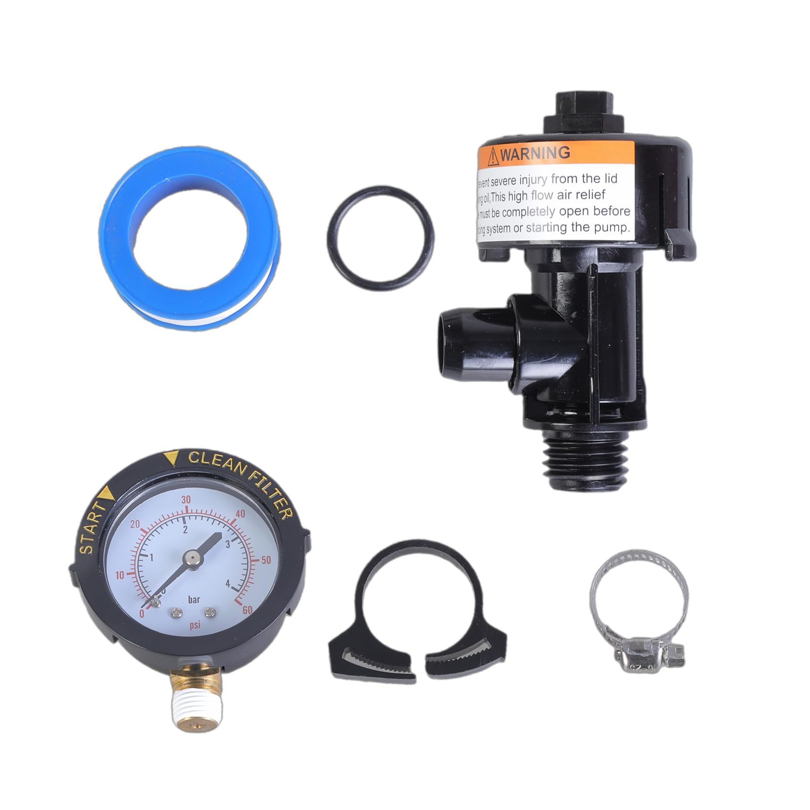 Replacement Air Relief Valves Assembly with Pressure Gauge Manual Air Relief Valves for Pool 98209800 Pressure Gauge Replacement
