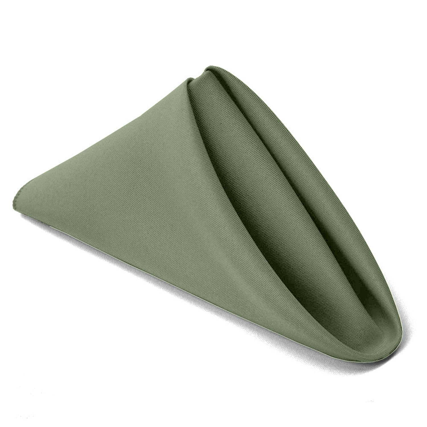 Lot de 50 serviettes de table carrées en polyester avec bords ourlés pour mariage, réception, dîner, banquets et fêtes de Noël, 48 cm x 48 cm, vert sauge