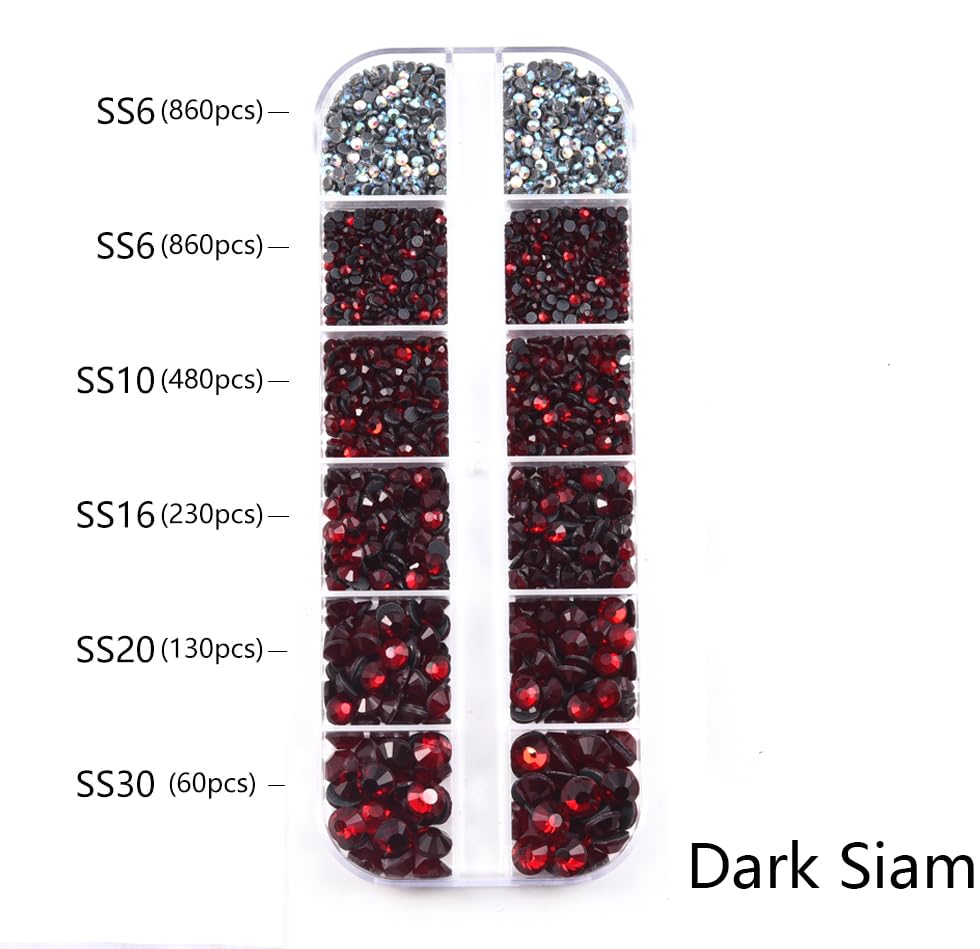 BLINGINBOX DMC Hotfix Rhinestone 2 Box Total 5200 Pieces Mixed Size Round Crystals Glass Gems for Costume Jewelry Making(Dark Siam) - Image 4