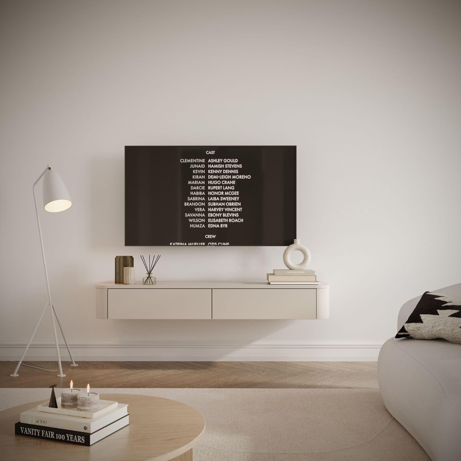 Selsey Mobile TV Sospeso 140 cm - Elegante Mobile TV Soggiorno in Finitura Cachemire, Moderno e Funzionale, Pannello Laminato e MDF di Alta Qualità, Design Minimalista, Perfetto per il Tuo Soggiorno