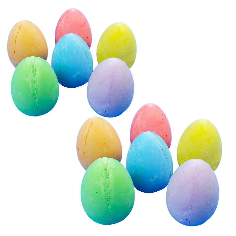Greenbriar International Easter Egg Shaped Sidewalk Chalk, 12 Piece Set (Dozen)