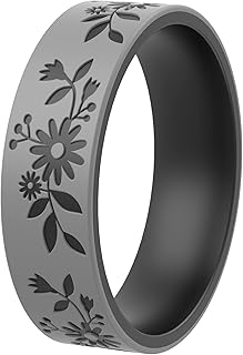 Laser Engraved Silicone Anniversary Rings for Her - Flexible & Comfortable Engagement Promise Rubber Ring for Women - Gifts for Women - Durable Band for Active Lifestyle or Everyday Wear