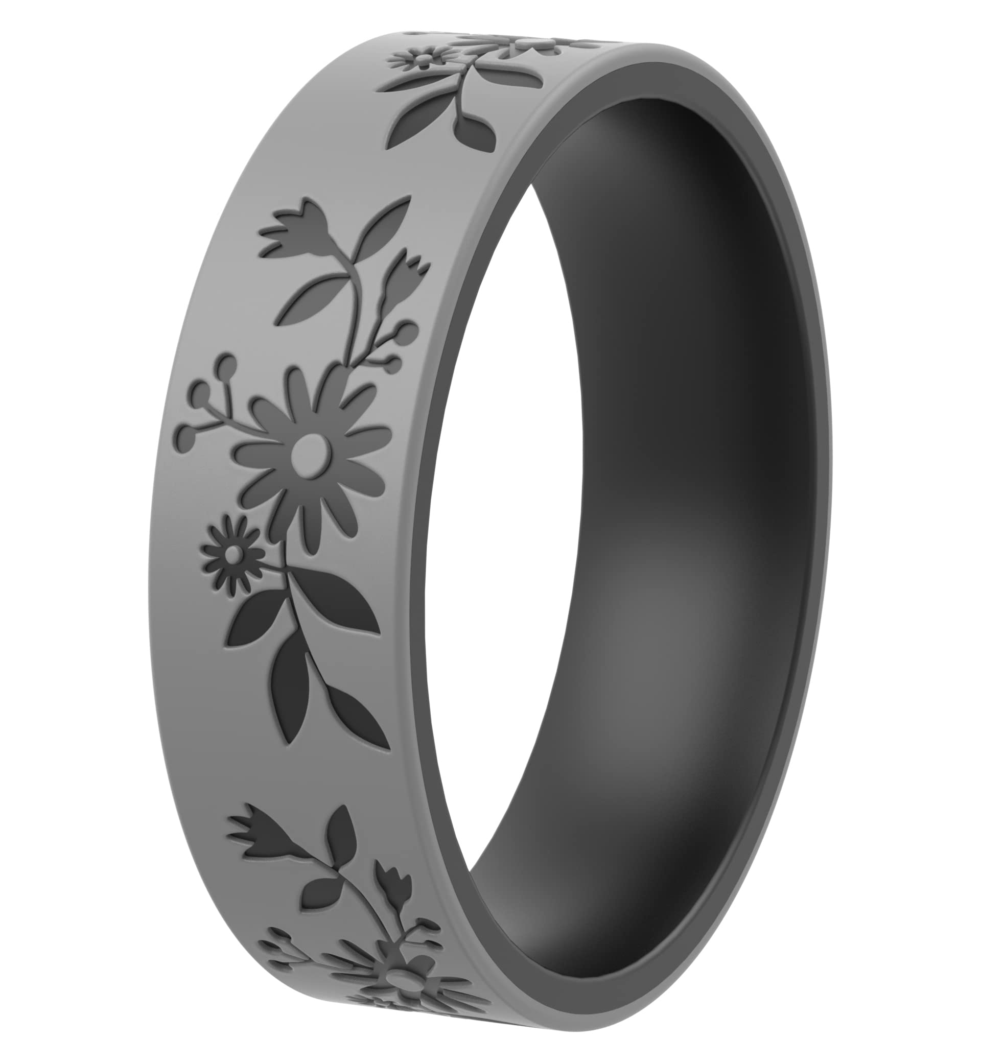 ThunderFit Laser Engraved Silicone Anniversary Rings for Her - Flexible & Comfortable Engagement Promise Rubber Ring for Women - Gifts for Women -