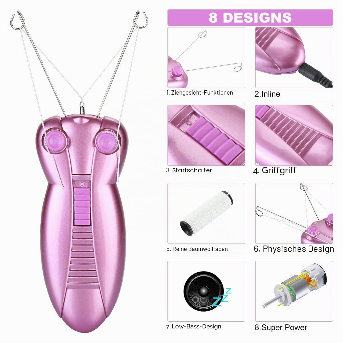 WAYCOM Damen Gesichts-Haar-Entferner Elektrische Frauen-Sch?nheit Epilierer Gesichts-Threading Haarentfernung Rasierer Gesicht Massager Pull Faces Delicate Device Depilation