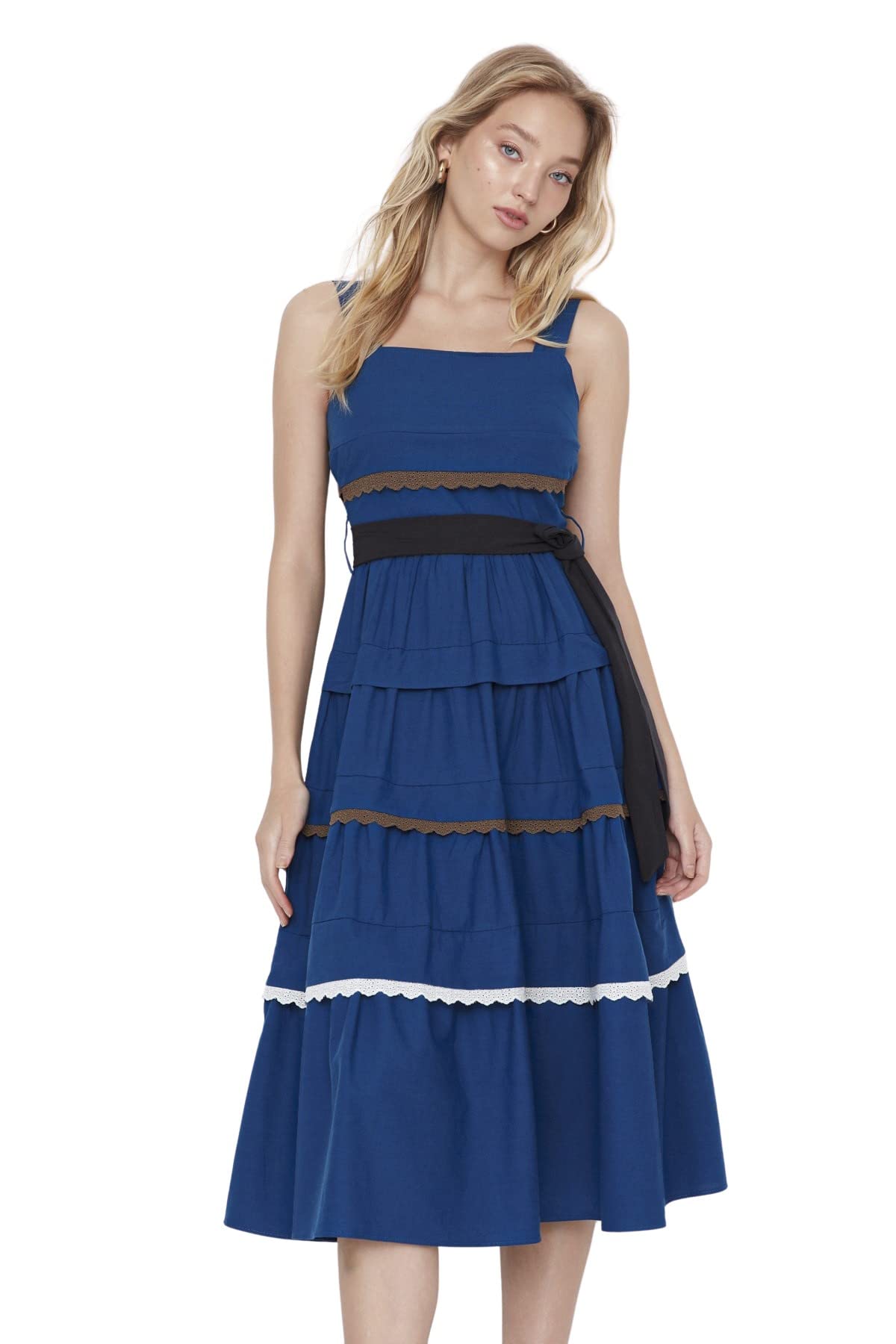 Trendyol Midi Ruffle hem Regular Dress, Vestido,