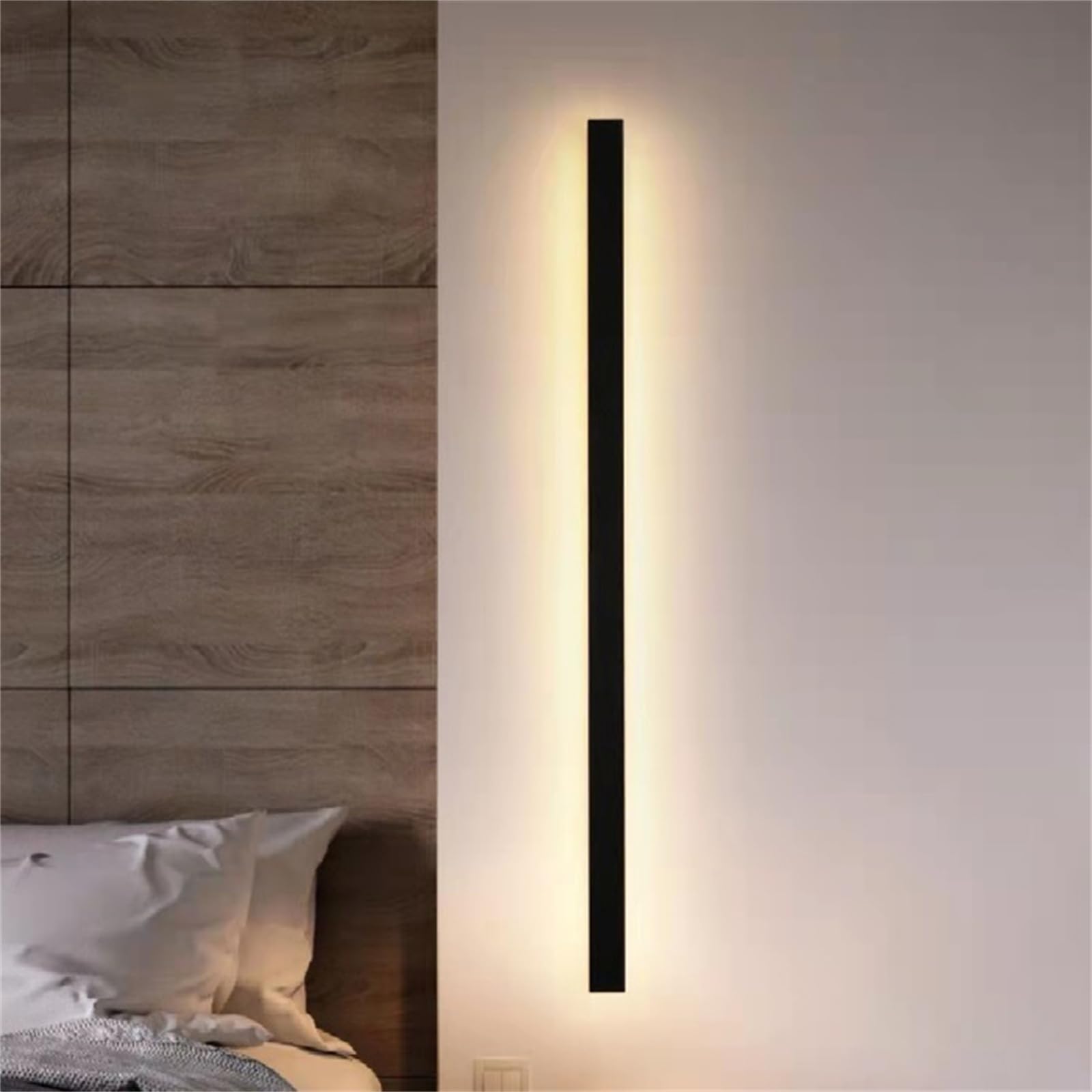 KKXXYQFC kinkiety, modny kinkiet LED z prostokątnym wnętrzem, czarny kinkiet ścienny (WLight, 80CM)