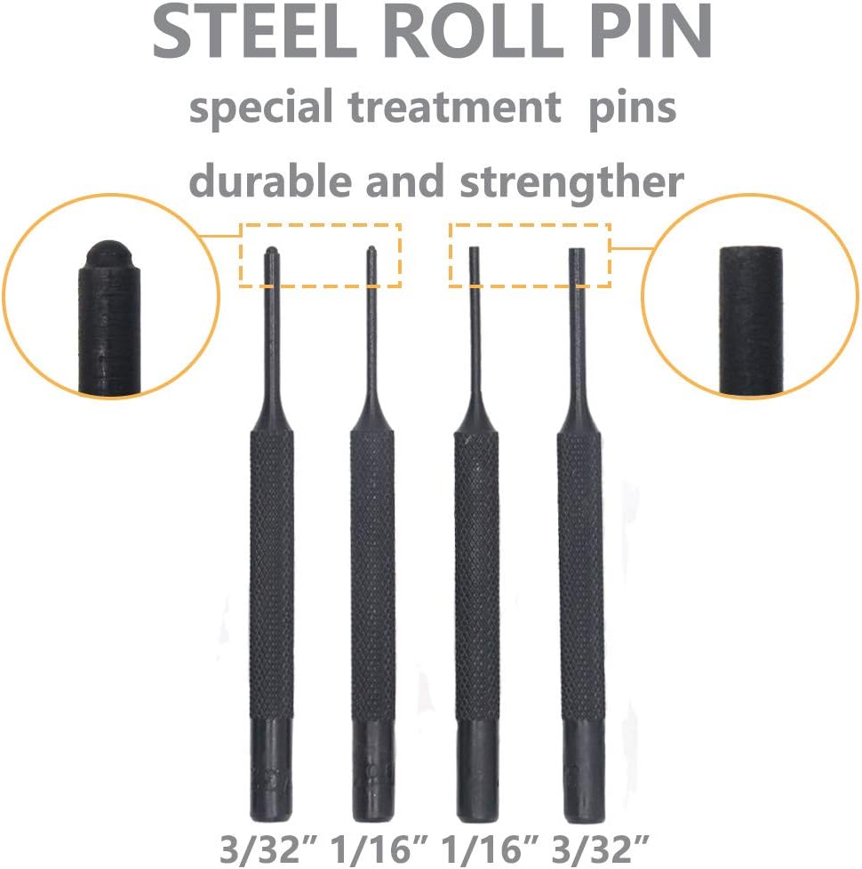 WHLLING Punch Set, Roll Pin Starter Punch, Made of Solid Material Including Steel Punch and Hammer, 21-Pieces Hammer and Pin Punch Set with Organizer Storage Container - - 