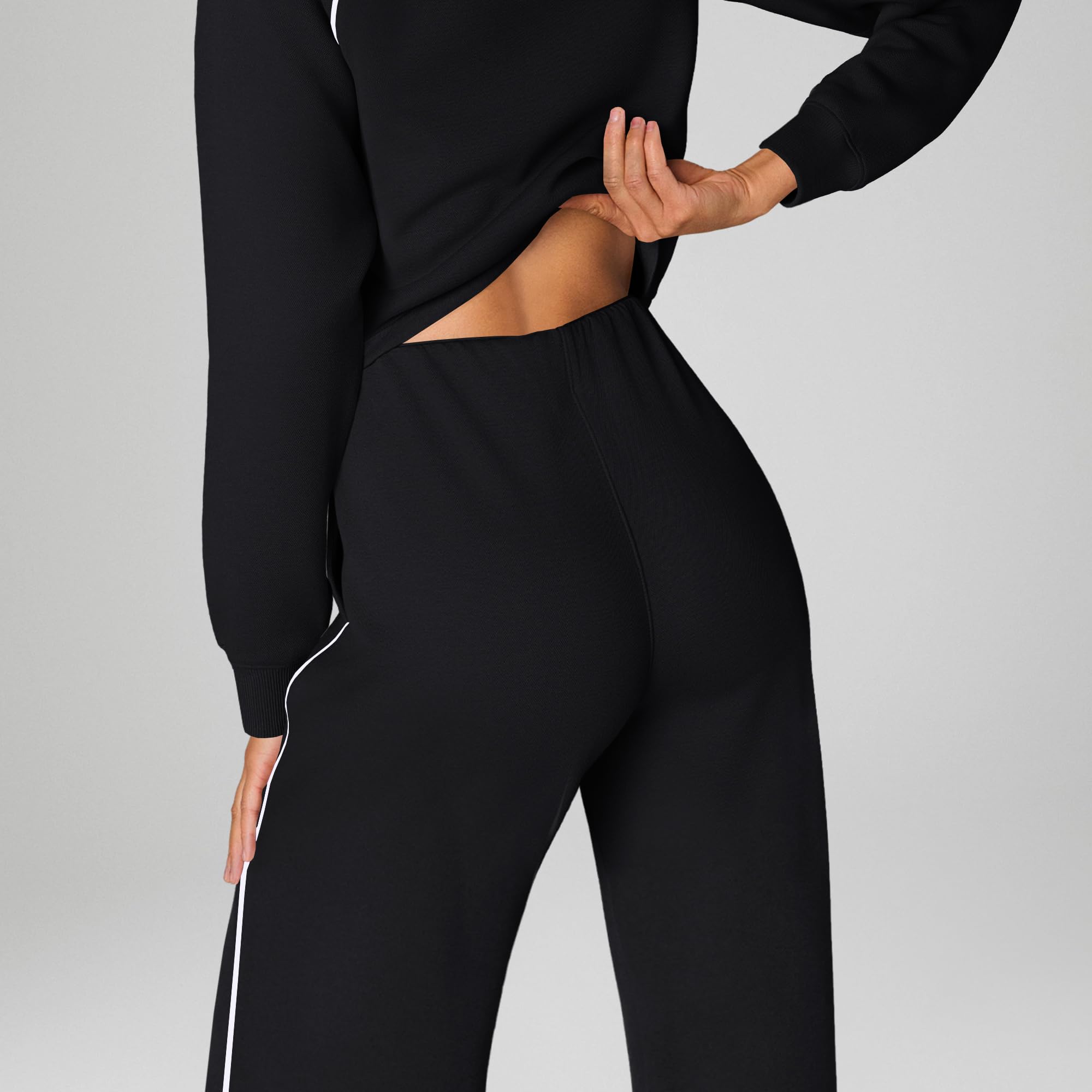 SENSERISE Womens Jumpsuits Casual Long Sleeve Jumpsuit Mock Neck Wide Leg Pants Fall Outfits with Zipper & Pockets