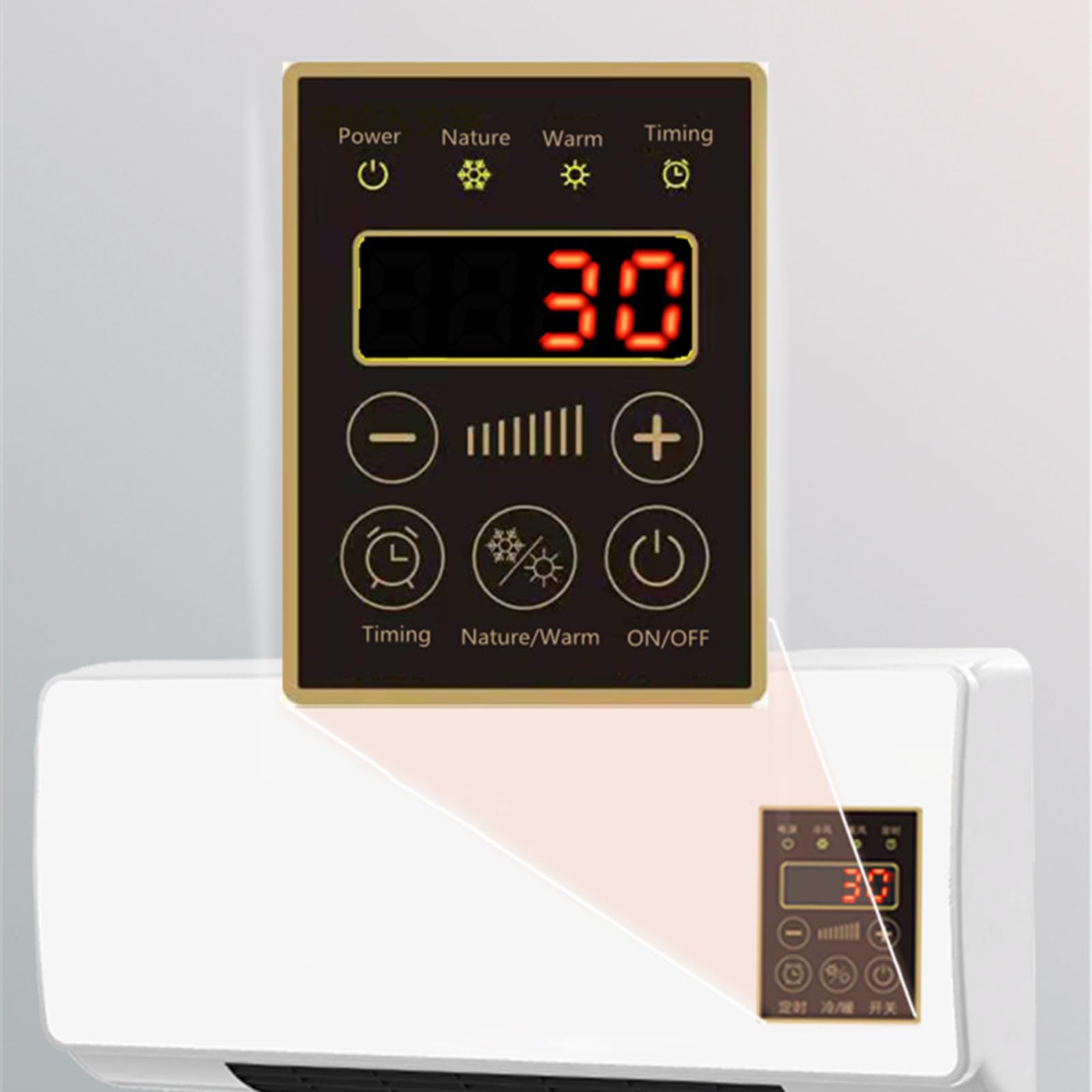 Aire acondicionado portátil, ventilador de pared con control remoto, aire acondicionado portátil compacto, aire acondicionado de pared sin evacuación para espacios interiores